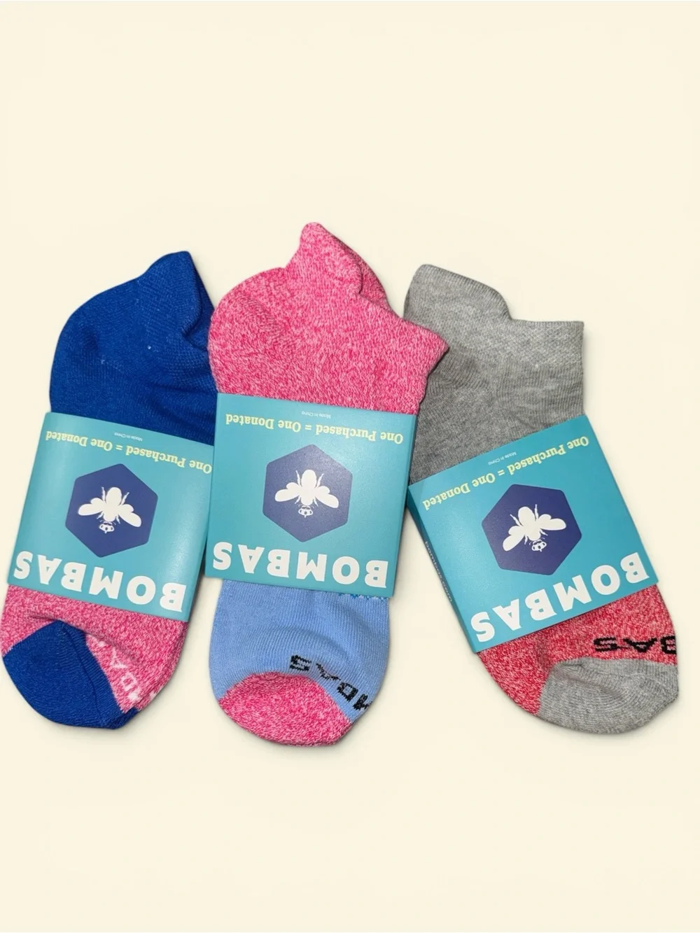 NWT Bombas No-Show Socks – Blue, Pink & Gray 3-pack W SZ M